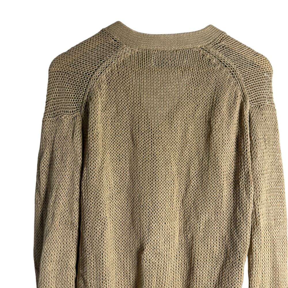 Polo Ralph Lauren Tan Beige Linen Knit Button Front Cardigan Sweater Size Small - Picture 11 of 14